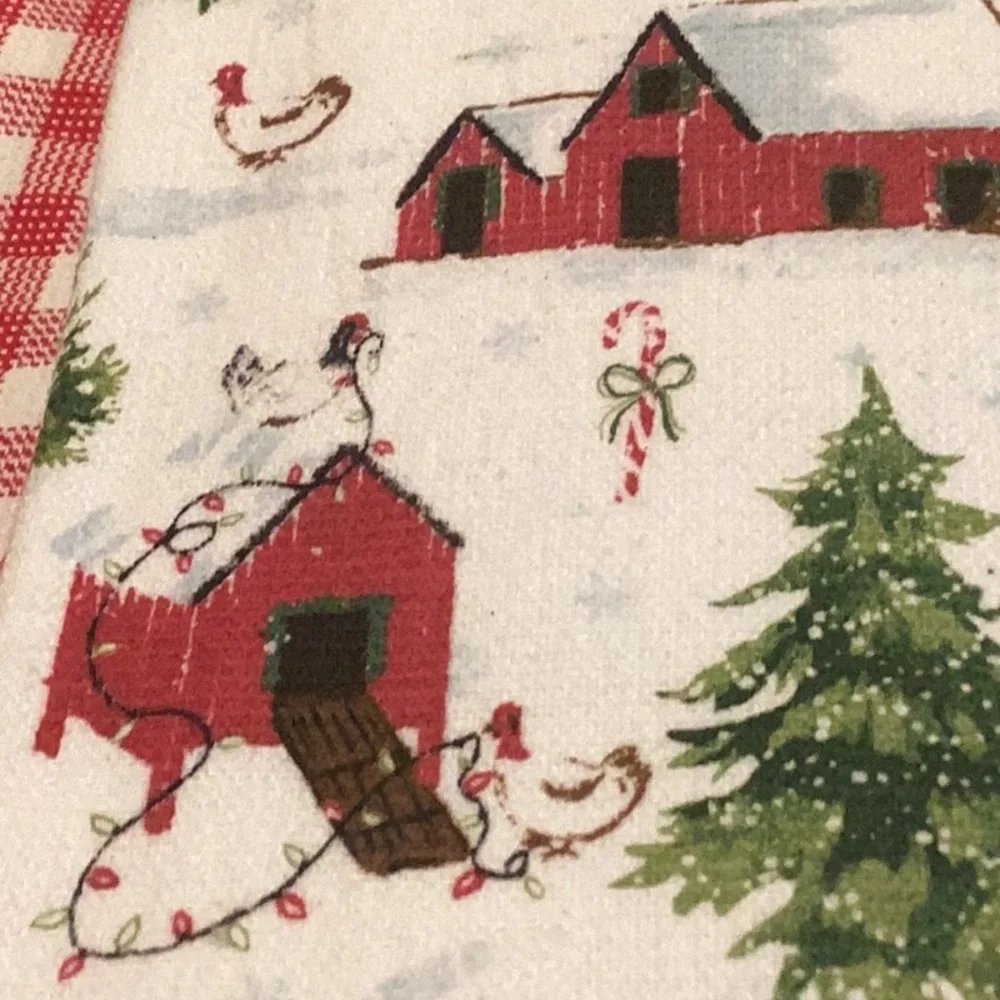 Cynthia Rowley Christmas Kitchen Towels. Set of 3.